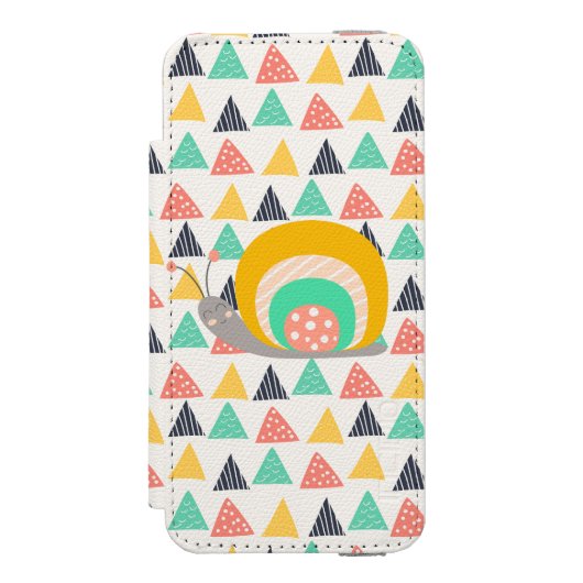 Gelukkige slak op driehoeken incipio iPhone portemonnee hoesje (Voorkant Agenda)