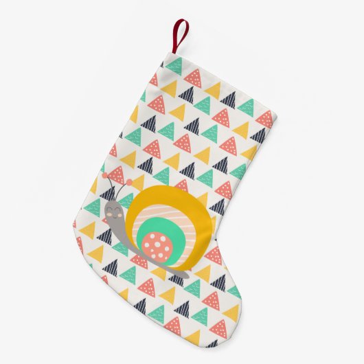 Gelukkige slak op driehoeken kleine kerstsok (Voorkant (Hangend))