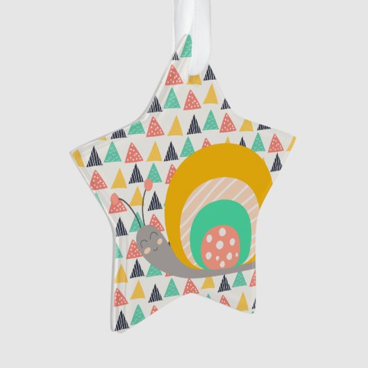 Gelukkige slak op driehoeken ornament (voorkant)