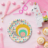 Gelukkige slak op driehoeken papieren bordje (Feest)