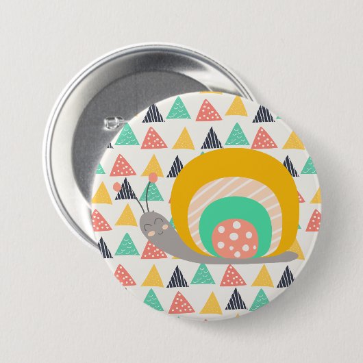 Gelukkige slak op driehoeken ronde button 7,6 cm (Voorkant /achterkant)