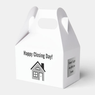 Gelukkige sluitingsdag onroerend goed bedankdoosjes