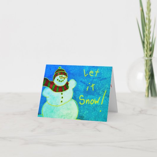 Gelukkige Sneeuwman Abstracte Kunst Kaart (Voorkant)