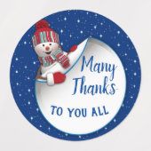 Gelukkige sneeuwman dank u labels (Design 1)