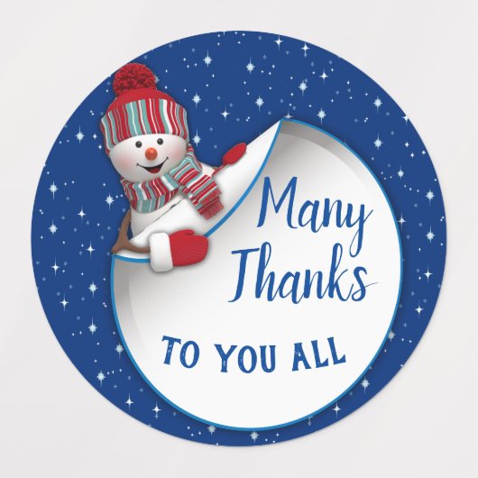 Gelukkige sneeuwman dank u labels (Design 1)
