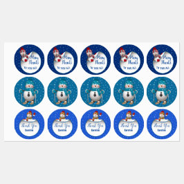 Gelukkige sneeuwman dank u labels