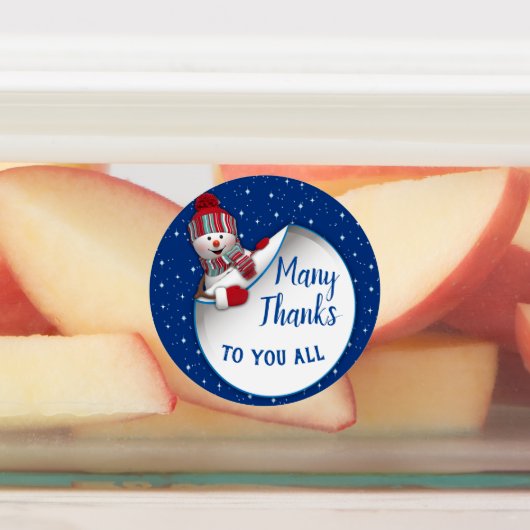 Gelukkige sneeuwman dank u labels (Aangebracht)