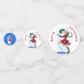 Gelukkige Sneeuwman en Meisje Dansen Kerstmis Conf Confetti (Voorkanten)