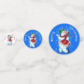 Gelukkige Sneeuwman en Meisje Dansen Kerstmis Conf Confetti (Achterkanten)