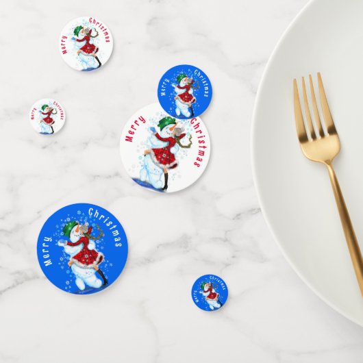 Gelukkige Sneeuwman en Meisje Dansen Kerstmis Conf Confetti (Groep)