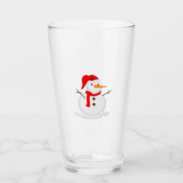 Gelukkige Sneeuwman in een Kerstman Hoed Glas