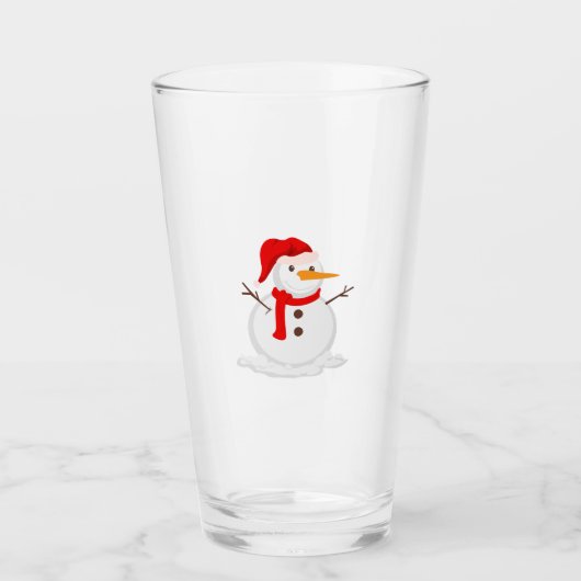 Gelukkige Sneeuwman in een Kerstman Hoed Glas (Voorkant)