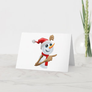 Gelukkige sneeuwman in het pet van de Kerstman het Feestdagen Kaart