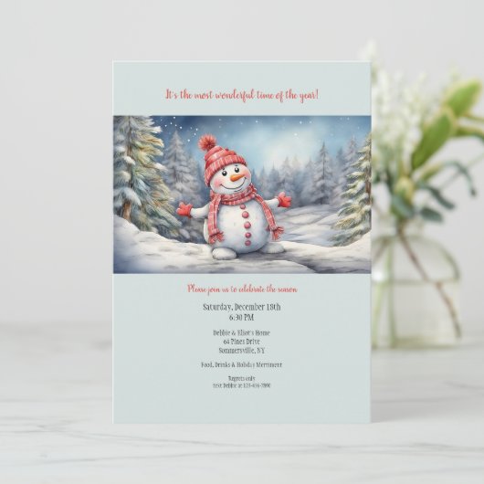 Gelukkige Sneeuwman Kaart (Staand voorkant)