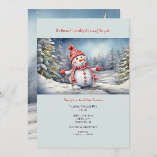 Gelukkige Sneeuwman Kaart (Voorkant / Achterkant)