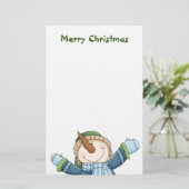 Gelukkige Sneeuwman Kerstmis Stationery Briefpapier (Staand voorkant)