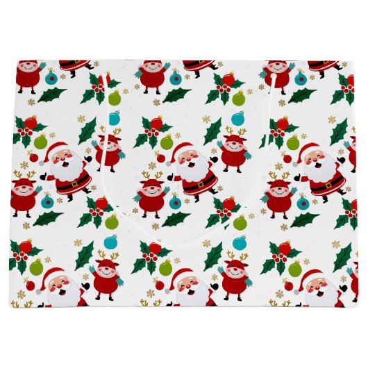 Gelukkige sneeuwman met kerstcadeaus groot cadeauzakje (Voorkant)