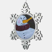 Gelukkige Sneeuwman Pewter Sneeuwvlok Decoratie (Rechts)