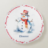 Gelukkige Sneeuwman Vrolijk Kerstmis Schattigee Do Rond Kussen (Achterkant)