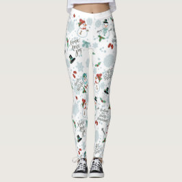 Gelukkige Sneeuwmannen Modern Kerstvakantie patroo Leggings