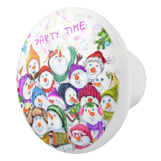 Gelukkige Snowmans Kerst Keramische Knob Gift Keramische Knop (Rechts)