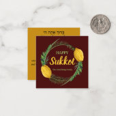 Gelukkige Soekot met Hebreeuws Engels Lulav Zegeni Notitiekaartje (Voorkant / Achterkant in situ)