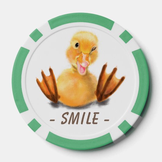 Gelukkige speelse eend grappige poker chips glimla (Achterkant)