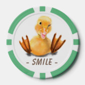 Gelukkige speelse eend grappige poker chips glimla (Voorkant)