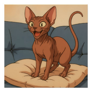 Gelukkige Sphynx Kat Perfect Poster