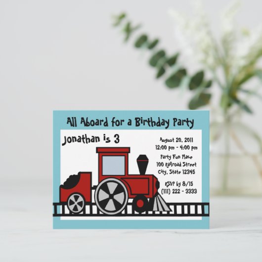 Gelukkige spoortrein briefkaart (Staand voorkant)