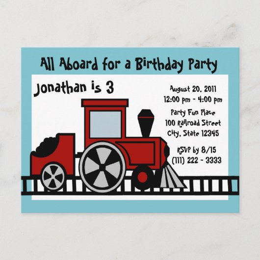 Gelukkige spoortrein briefkaart (Voorkant)