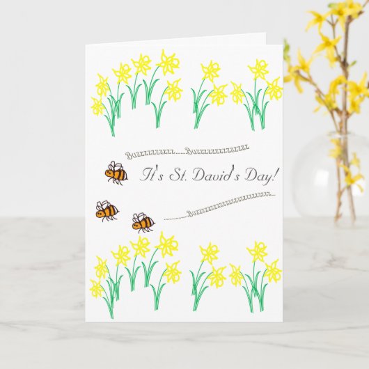 Gelukkige St David van BuzzAboutBees Dag Kaart (Gele Bloem)