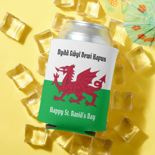 Gelukkige St. David's Day Rode Draak Welse vlag Blikjeskoeler (Insitu Zomer)