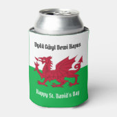 Gelukkige St. David's Day Rode Draak Welse vlag Blikjeskoeler (Blikje Voorkant)