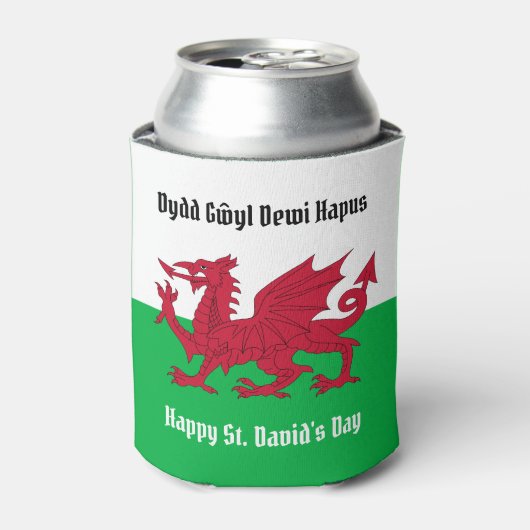 Gelukkige St. David's Day Rode Draak Welse vlag Blikjeskoeler (Blikje Voorkant)