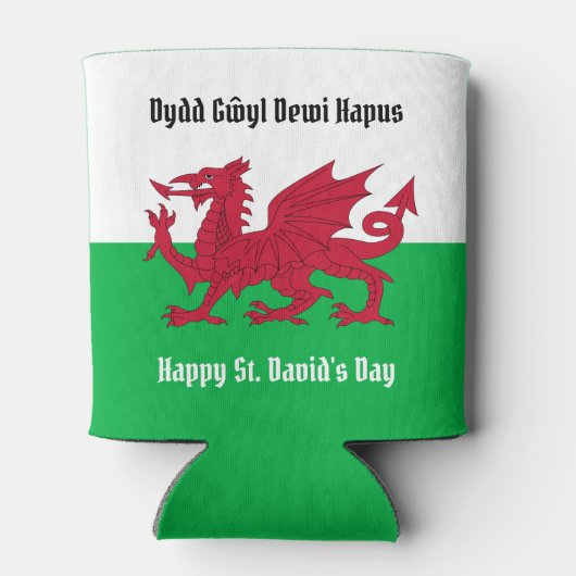 Gelukkige St. David's Day Rode Draak Welse vlag Blikjeskoeler (Achterkant)