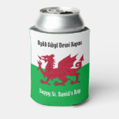Gelukkige St. David's Day Rode Draak Welse vlag Blikjeskoeler (Blikje Achterkant)