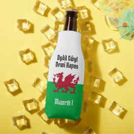 Gelukkige St. David's Day Rode Draak Welse vlag Flesjeskoeler