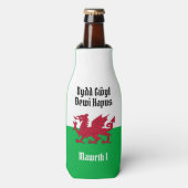 Gelukkige St. David's Day Rode Draak Welse vlag Flesjeskoeler (Fles Voorkant)