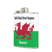 Gelukkige St. David's Day Rode Draak Welse vlag Heupfles (Links)
