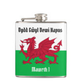 Gelukkige St. David's Day Rode Draak Welse vlag Heupfles (Voorkant)