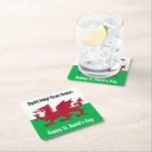 Gelukkige St. David's Day Rode Draak Welse vlag Kartonnen Onderzetters (Insitu)