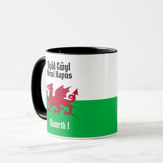 Gelukkige St. David's Day Rode Draak Welse vlag Mok (Voorkant links)