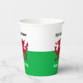 Gelukkige St. David's Day Rode Draak Welse vlag Papieren Bekers (Links)