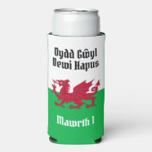 Gelukkige St. David's Day Rode Draak Welse vlag Seltzer Blikjeskoeler (Seltzer Voorkant)