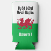 Gelukkige St. David's Day Rode Draak Welse vlag Seltzer Blikjeskoeler (Voorkant)