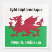 Gelukkige St. David's Day Rode Draak Welse vlag Servet (Voorkant)