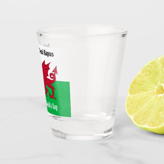 Gelukkige St. David's Day Rode Draak Welse vlag Shot Glas (Rechts)