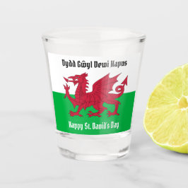 Gelukkige St. David's Day Rode Draak Welse vlag Shot Glas
