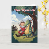 Gelukkige St.George's Day Saint George en de draak Kaart (Gele Bloem)